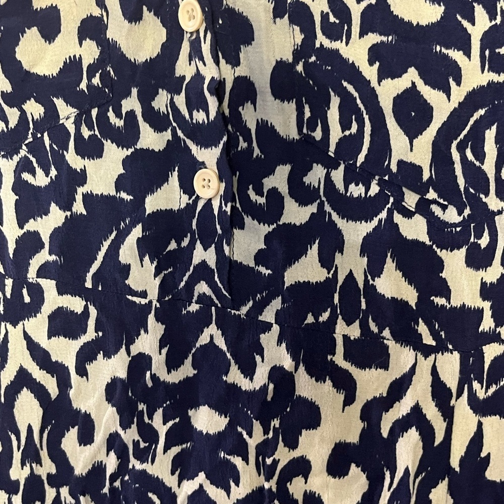Zara White and Blue Sheath Dress 3/4 Sleeve Crew Neck - Picture 5 of 13